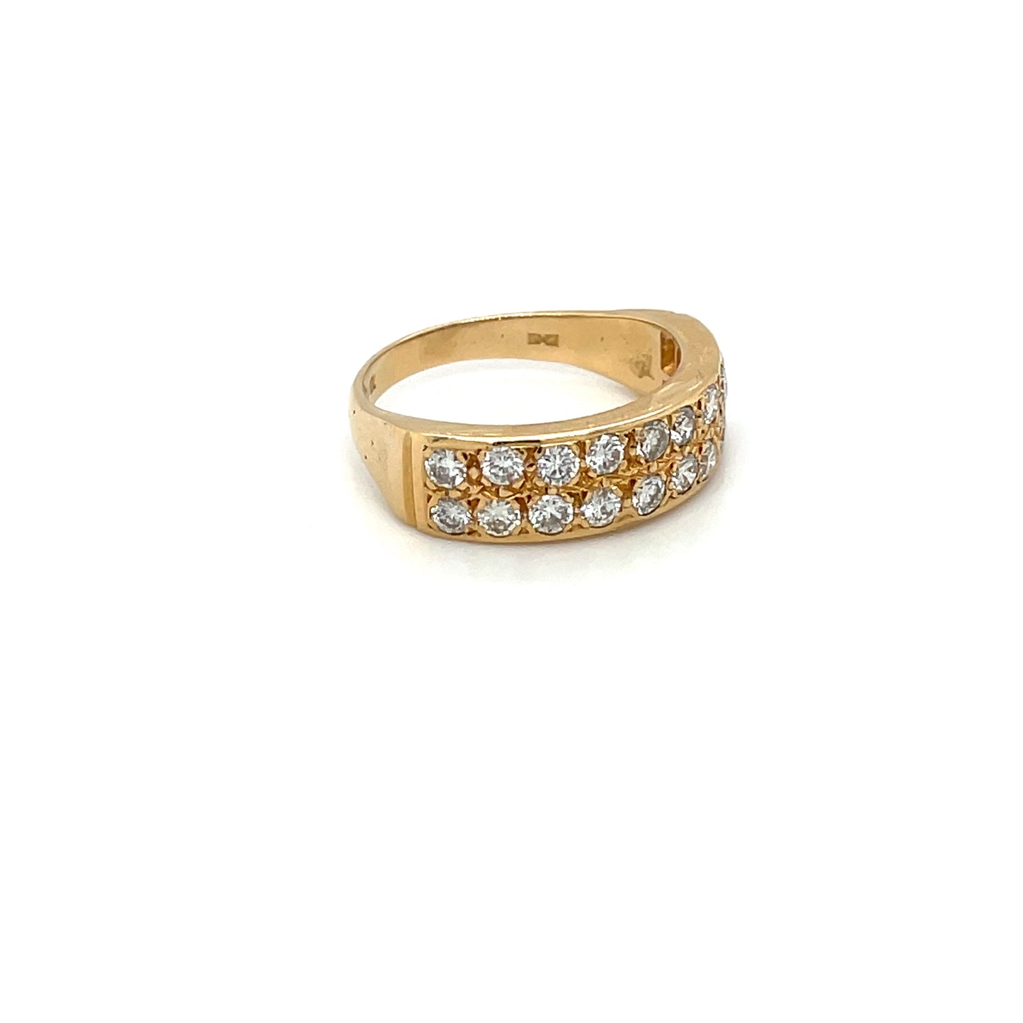 18ct Yellow Gold Diamond Two-Row Half-Eternity Band