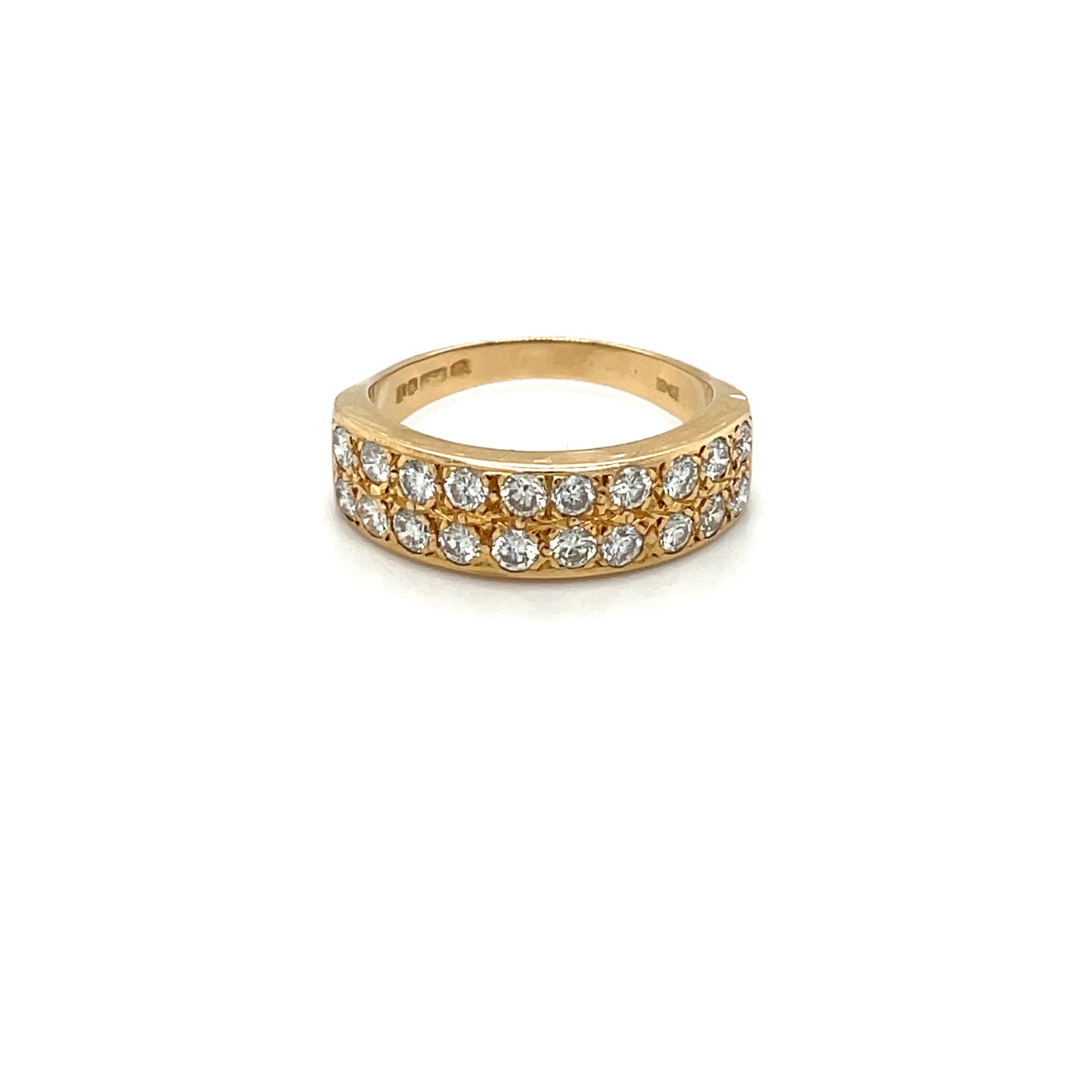 18ct Yellow Gold Diamond Two-Row Half-Eternity Band