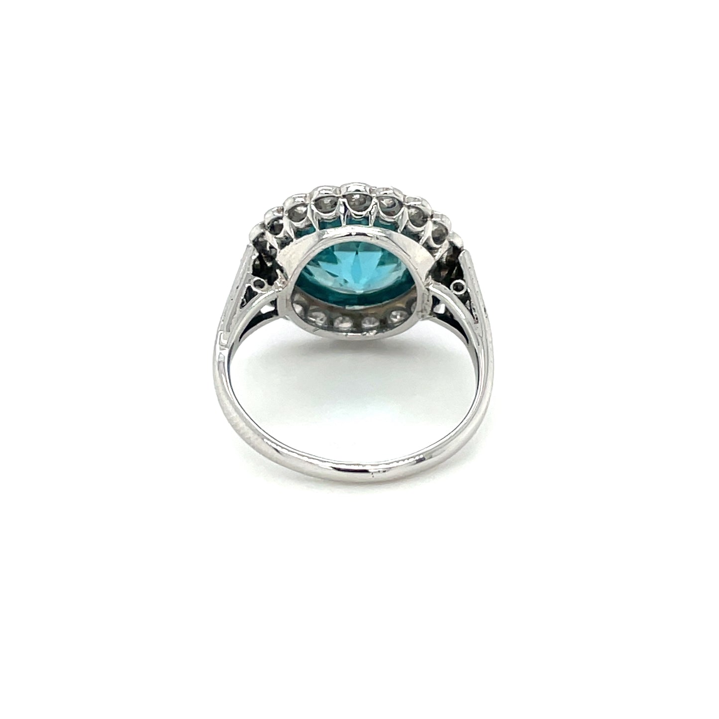 White Gold & Platinum Zircon & Diamond Cluster Ring