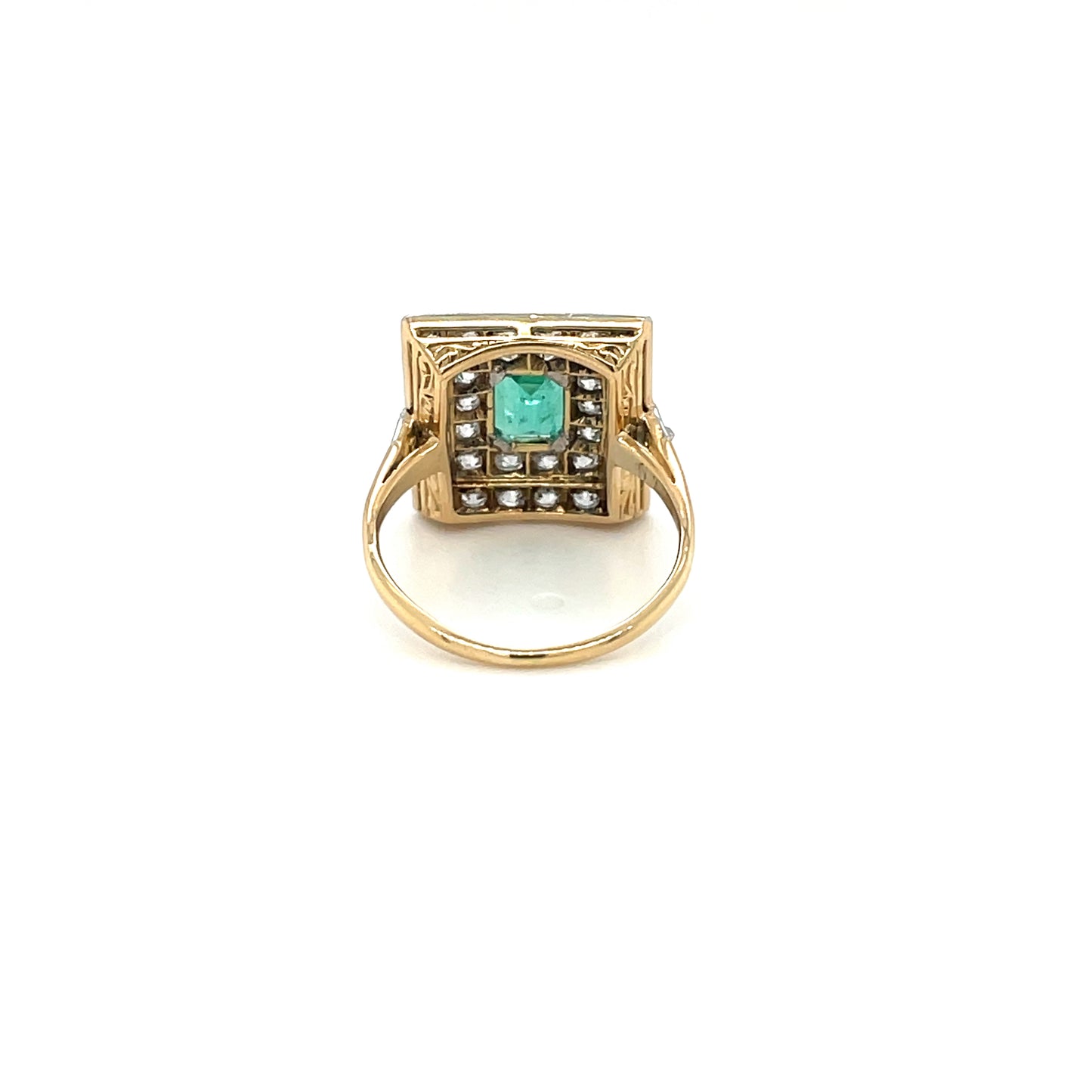Mixed Metal Diamond and Emerald Ring