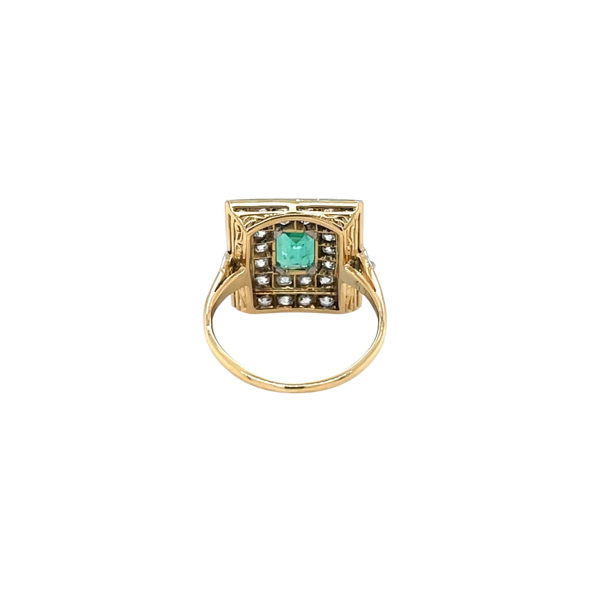 18ct Yellow Gold & Platinum Diamond & Emerald Ring (M1/2)