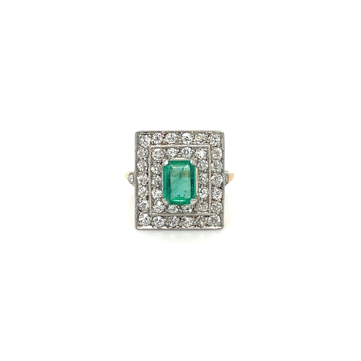 Mixed Metal Diamond and Emerald Ring
