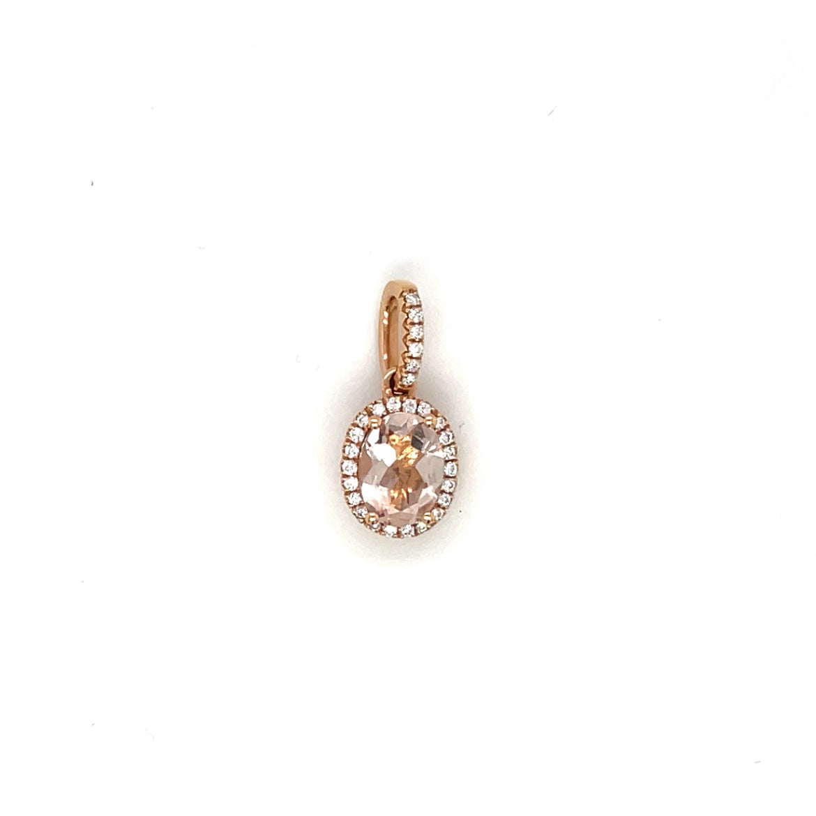 18ct Rose Gold Morganite & Diamond Cluster Pendant
