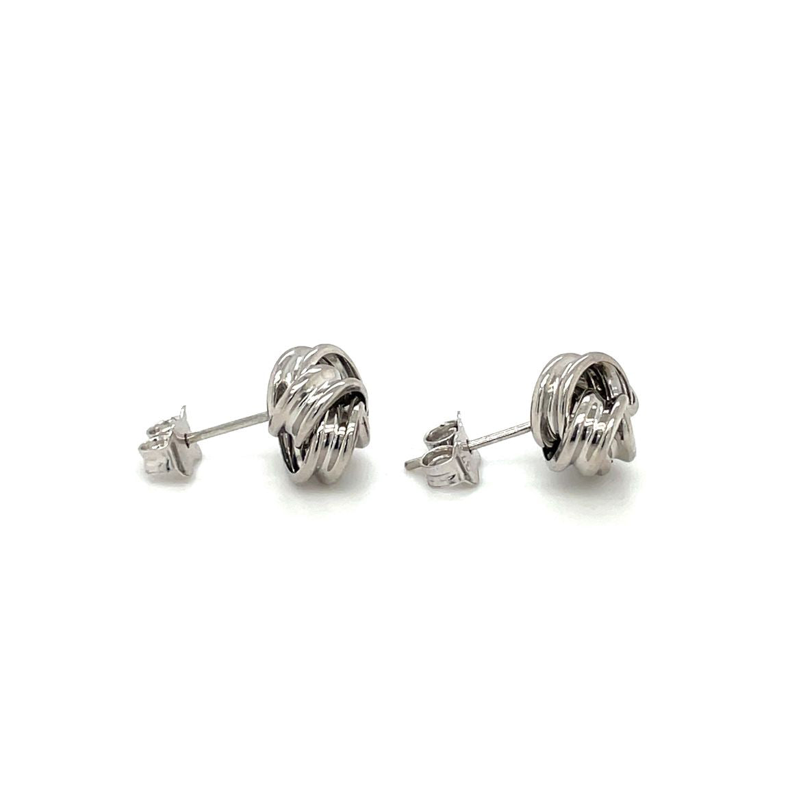 9ct white Gold Ribbon Knot Stud Earrings