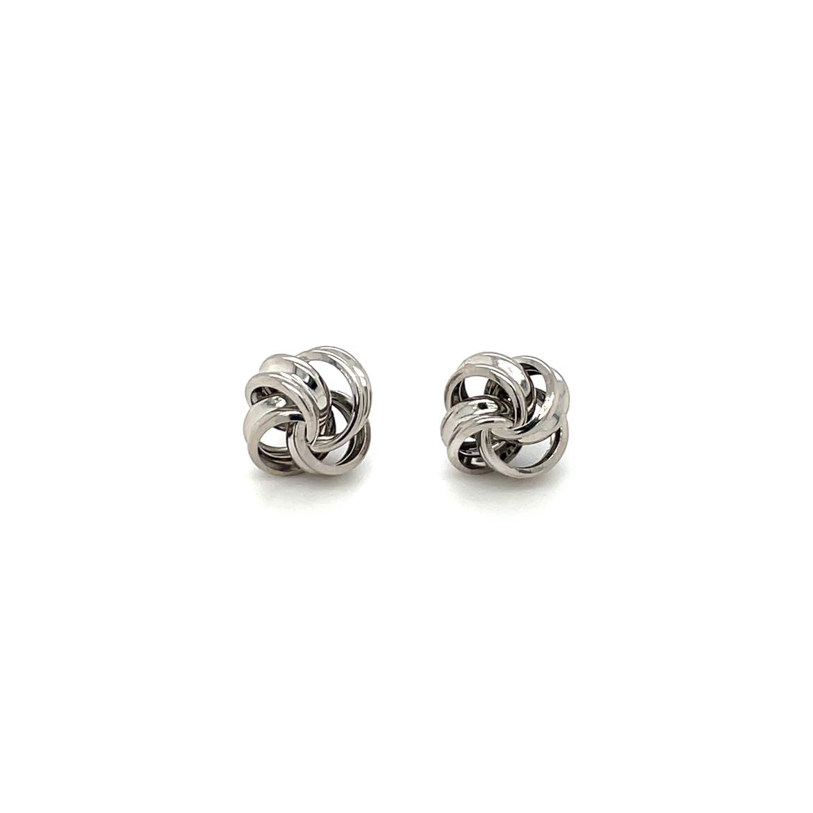 9ct white Gold Ribbon Knot Stud Earrings