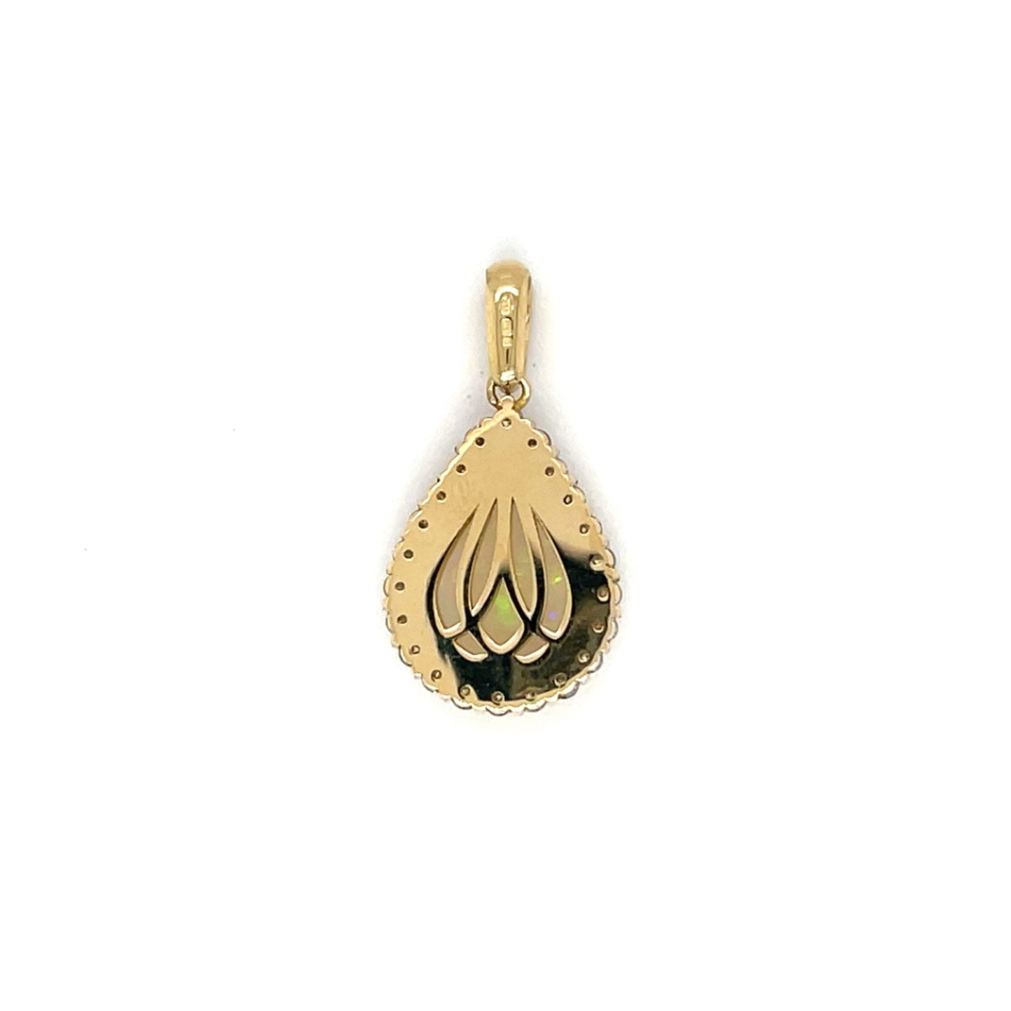 18ct Yellow Gold Opal & Diamond Pendant