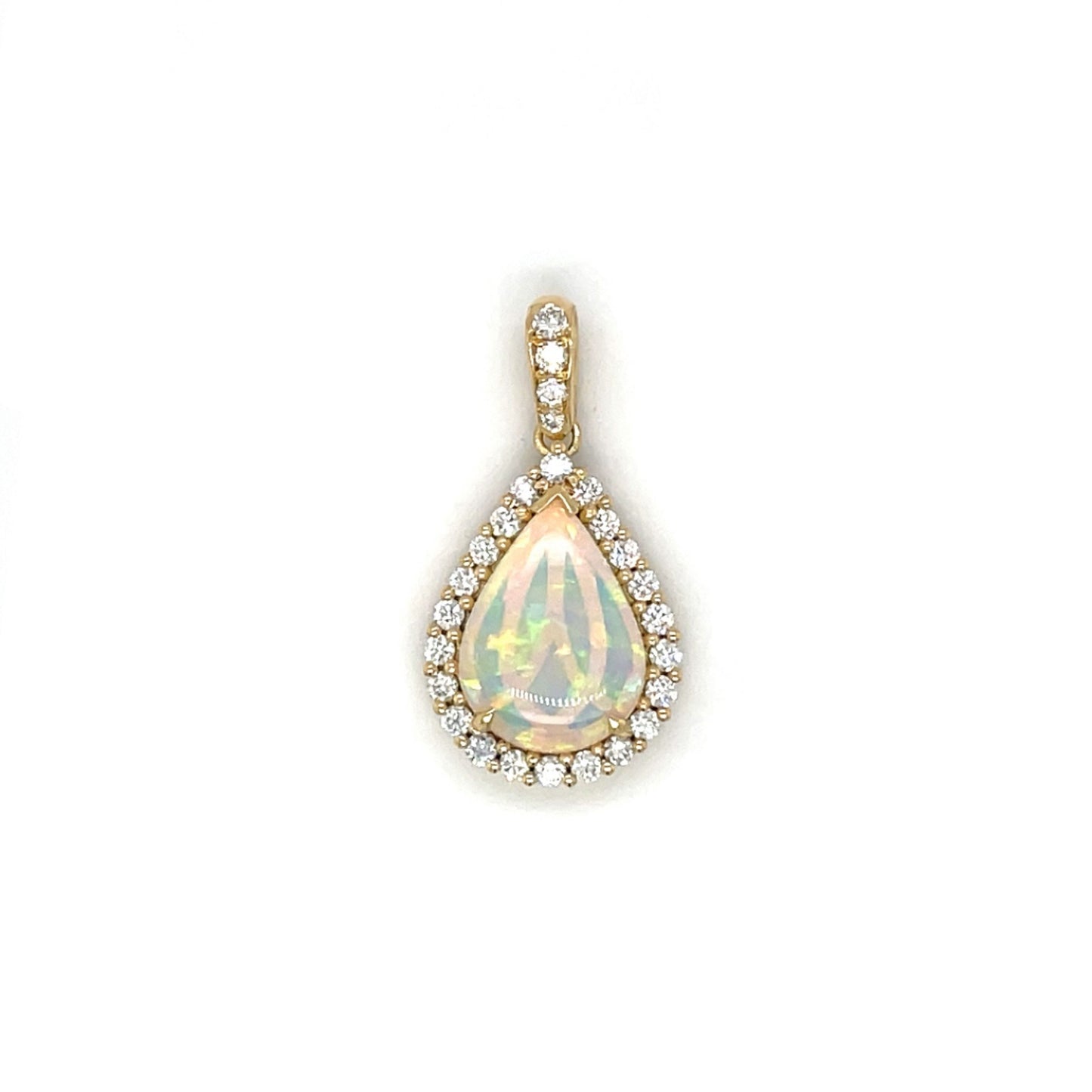 18ct Yellow Gold Opal & Diamond Pendant