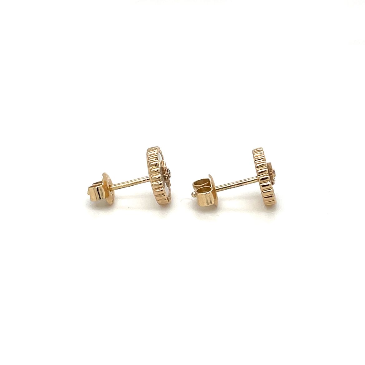 9ct Yellow Gold Mother of Pearl & Diamond Earrings