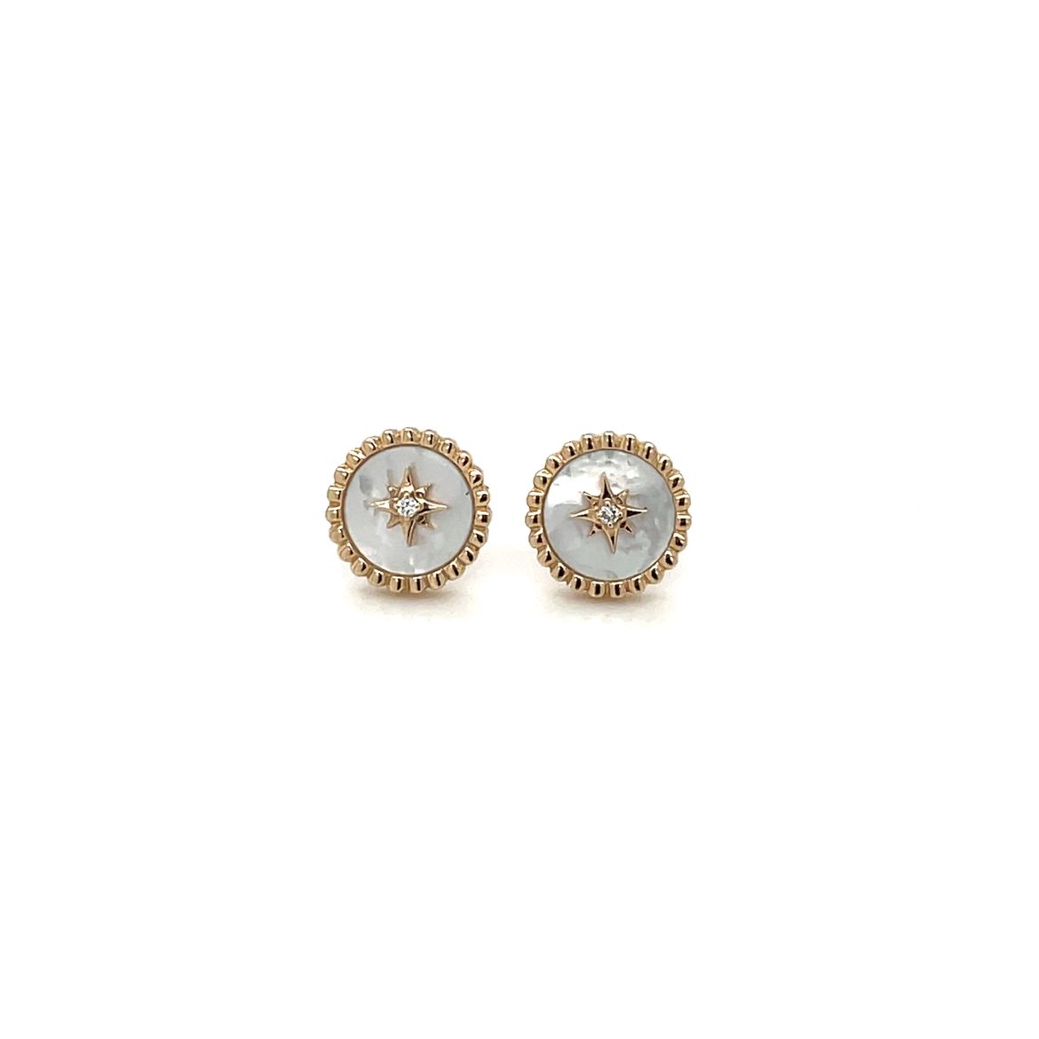 9ct Yellow Gold Mother of Pearl & Diamond Earrings