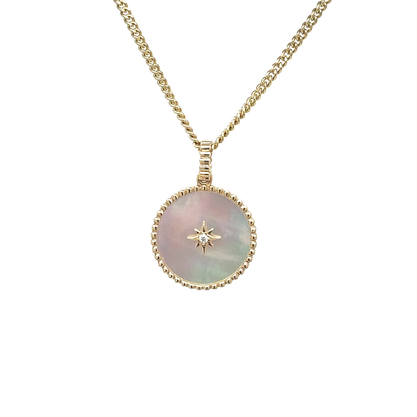 9ct Yellow Gold Mother of Pearl & Diamond Pendant