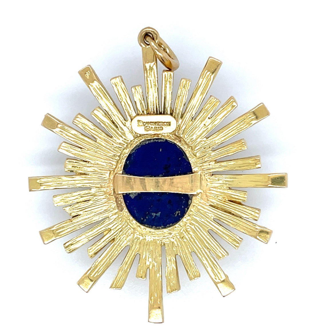 18ct Yellow Gold Boucheron Lapis Sunburst Pendant & Chain