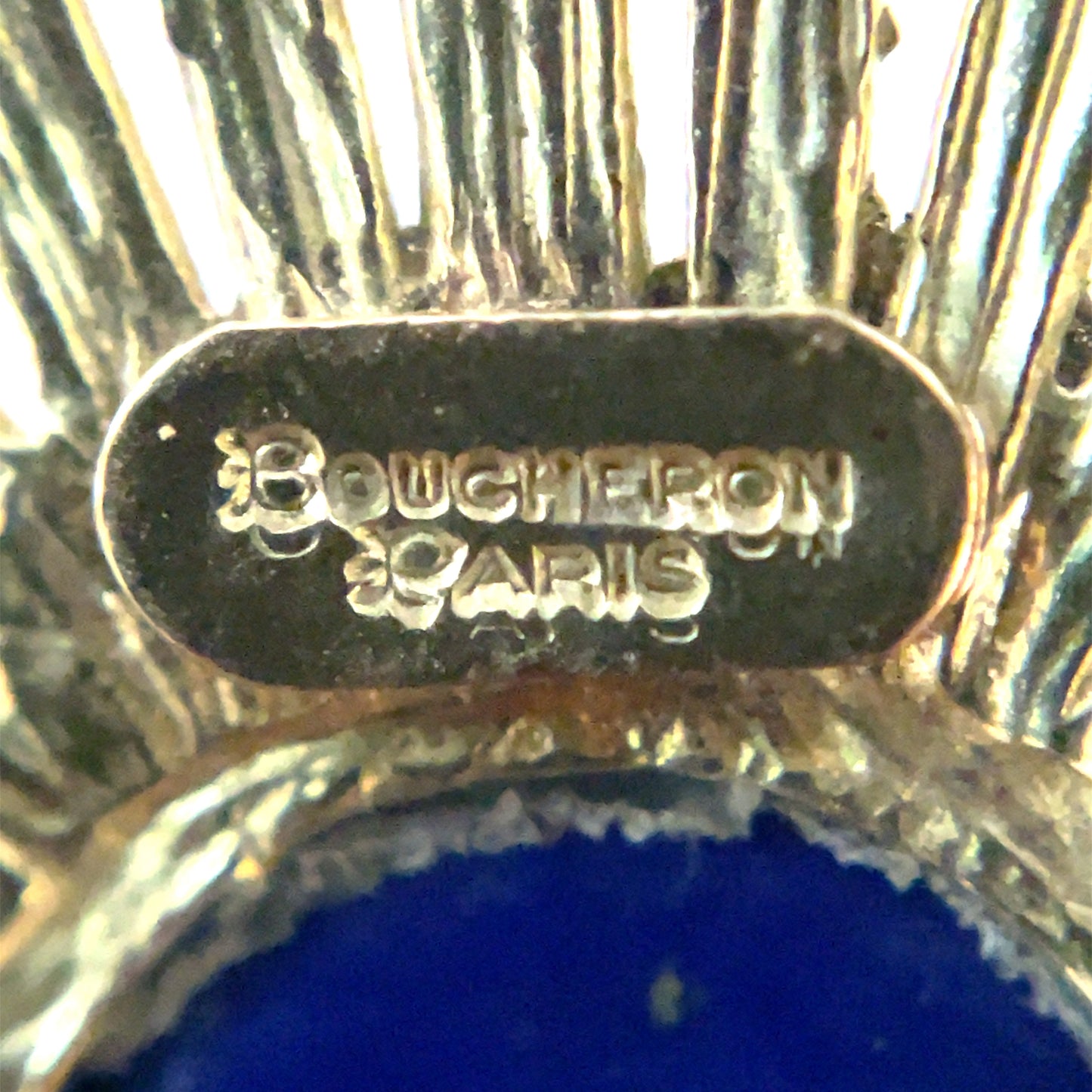 18ct Yellow Gold Boucheron Lapis Sunburst Pendant & Chain (26")