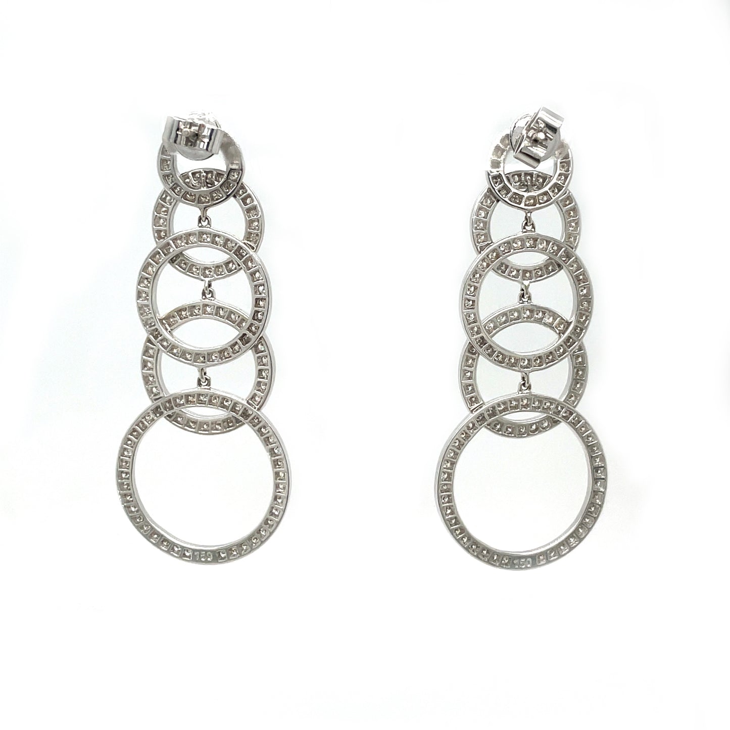 18ct White Gold Diamond Set Circle Drop Earrings