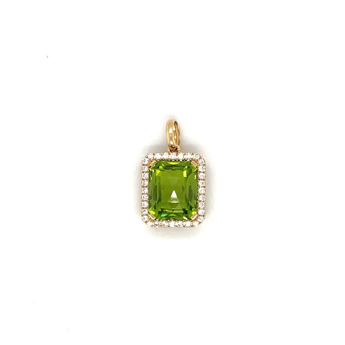 18ct Yellow Gold Peridot & Diamond Pendant