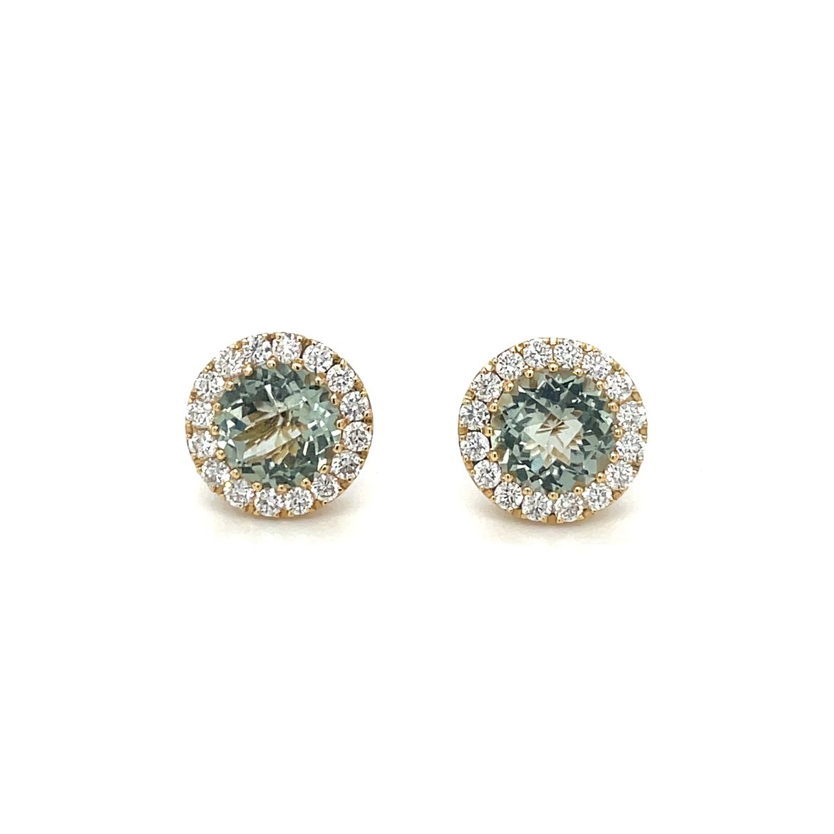 18ct Yellow Gold Amethyst & Diamond Cluster Stud Earrings