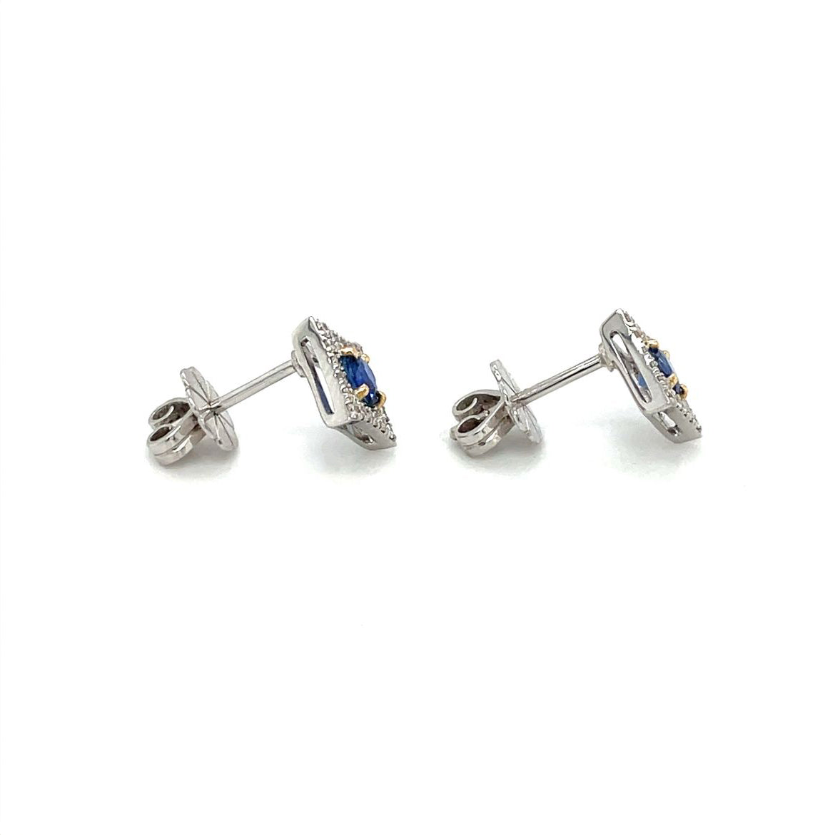 18ct White Gold Sapphire & Diamond Star Stud Earrings