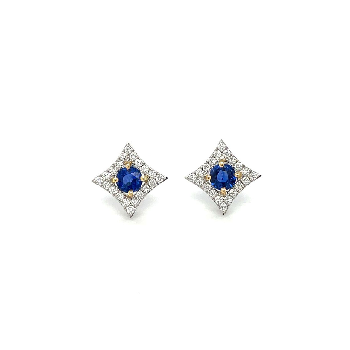 18ct White Gold Sapphire & Diamond Star Stud Earrings