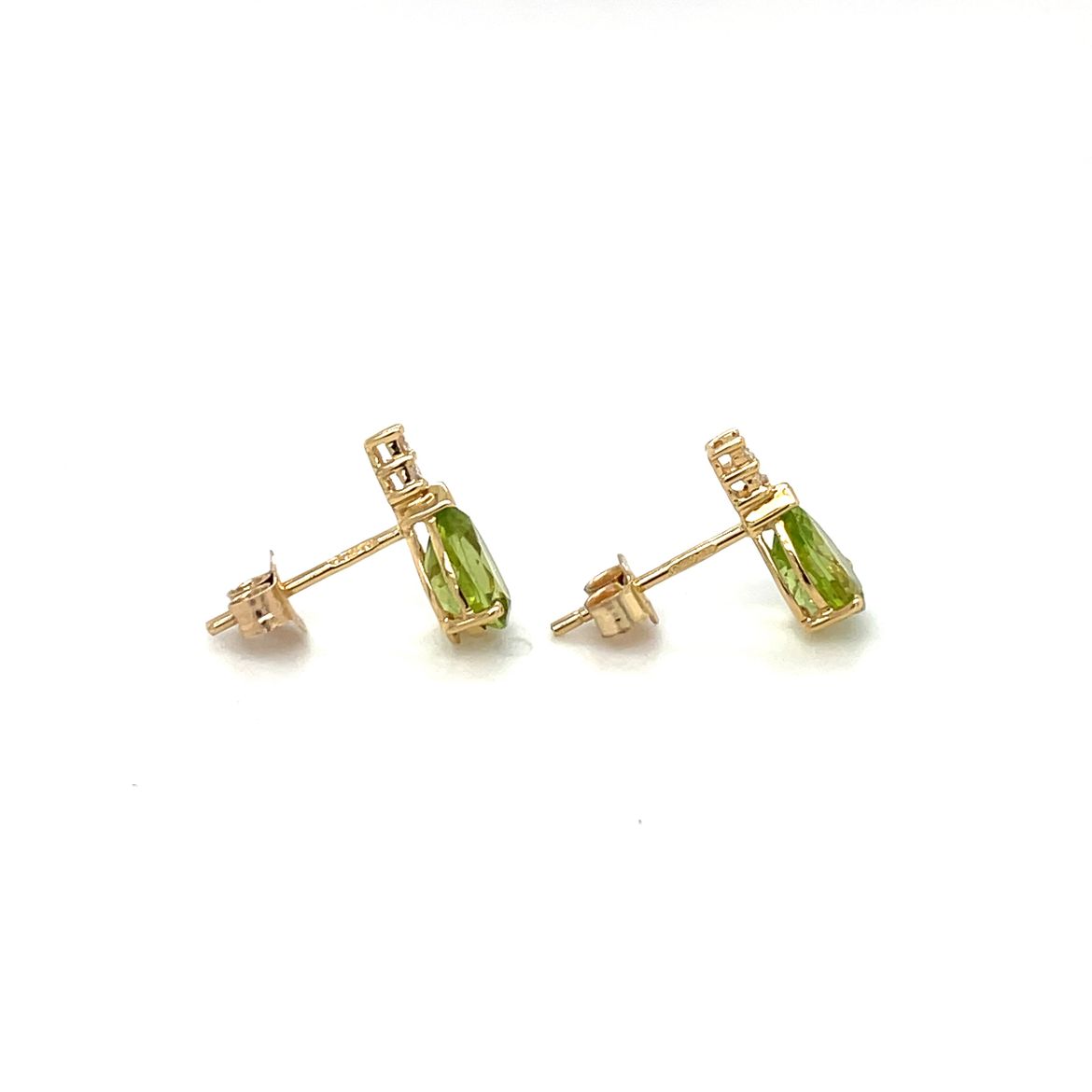 18ct Yellow Gold Peridot & Diamond Stud Earrings