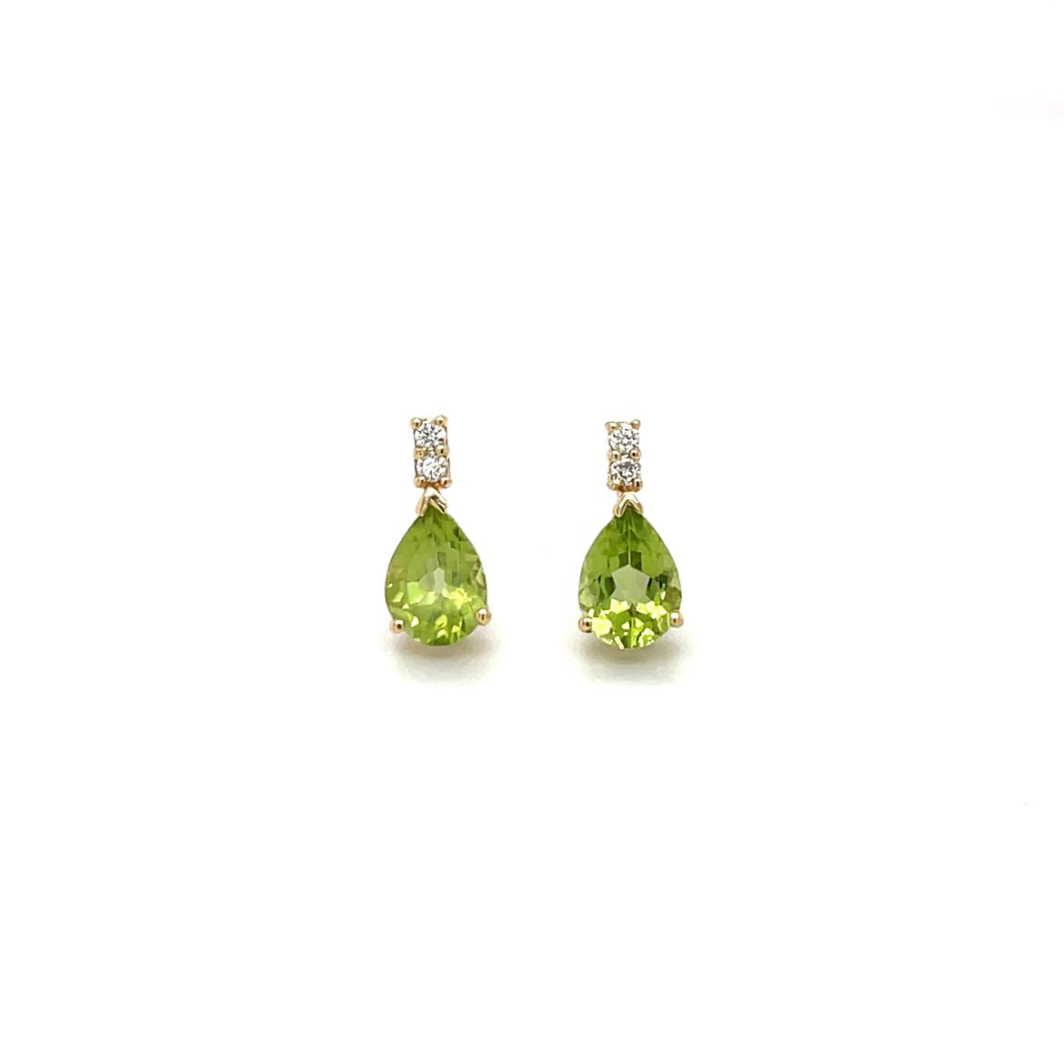 18ct Yellow Gold Peridot & Diamond Stud Earrings