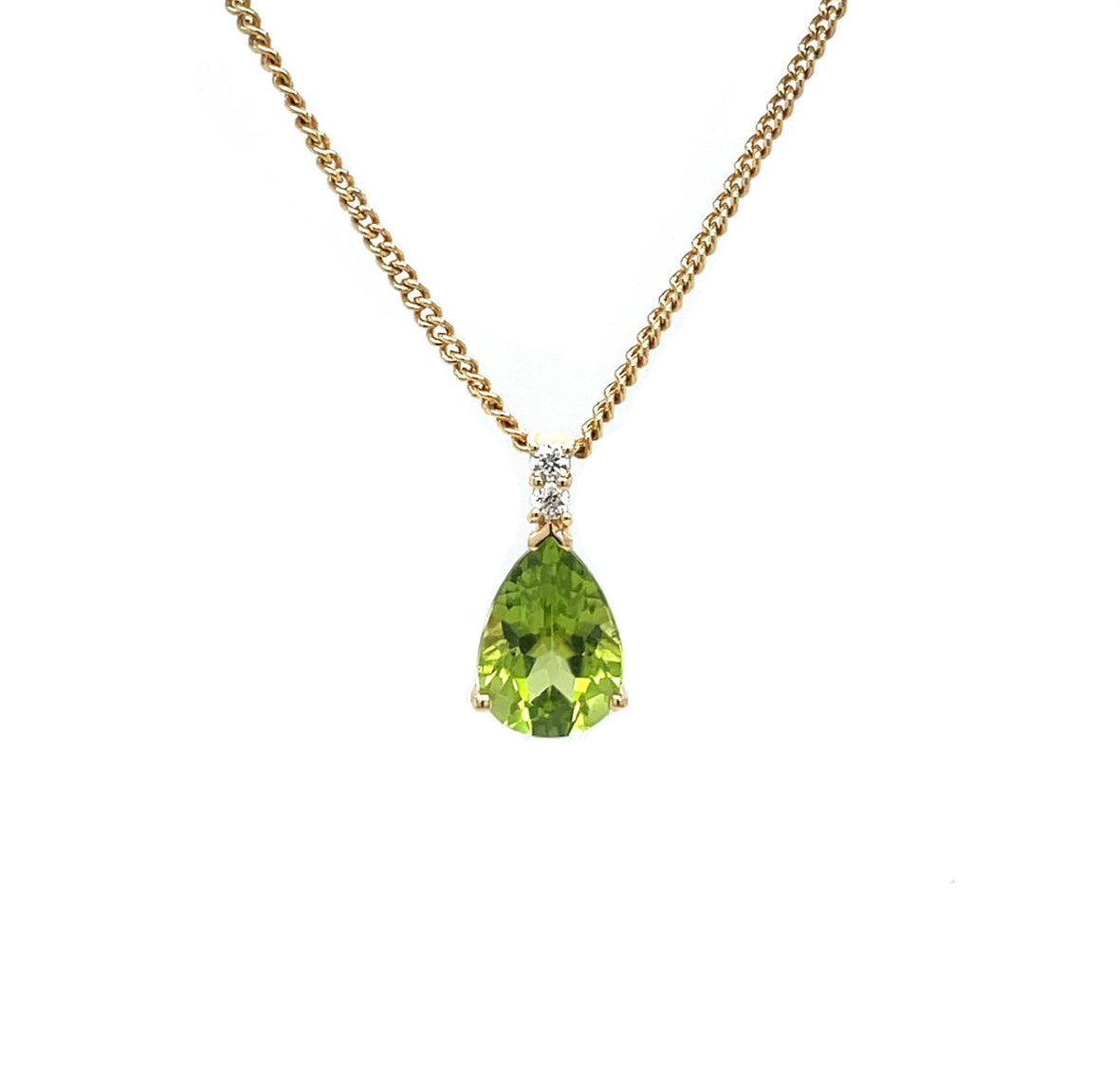 18ct Yellow Gold Peridot & Diamond Pendant