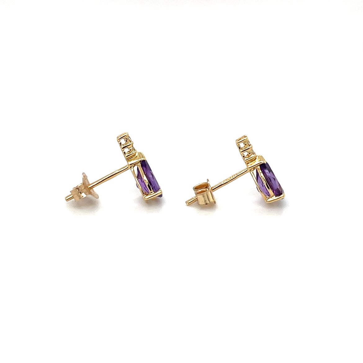 18ct Yellow Gold Amethyst & Diamond Earrings