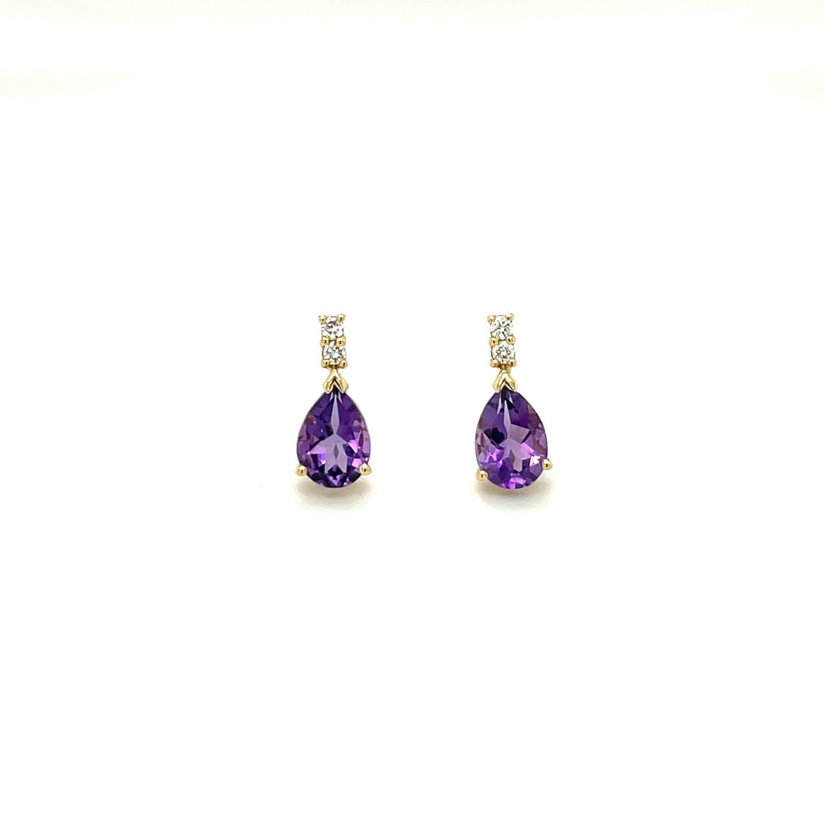 18ct Yellow Gold Amethyst & Diamond Earrings