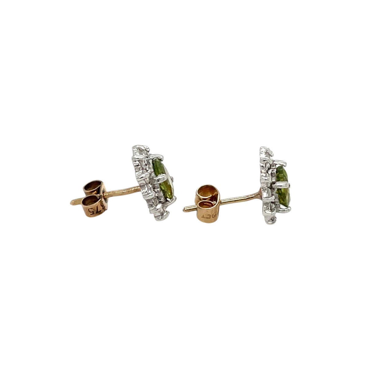 18ct Yellow & White Gold Diamond & Peridot Earrings