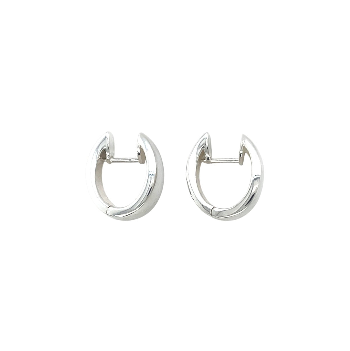 Silver Tapered Oval Huggie Hoop Earrings