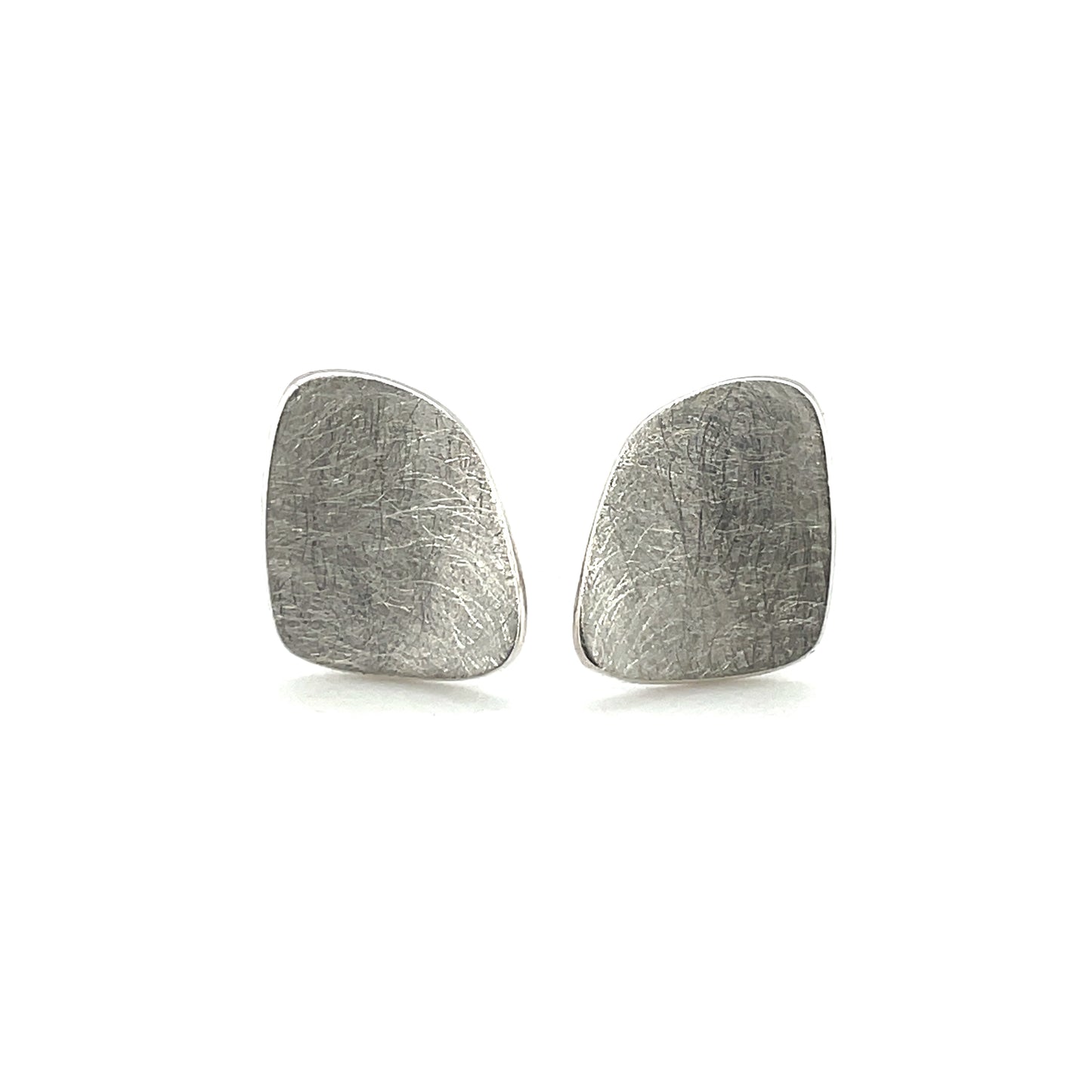 Silver Organic Matte Stud Earrings