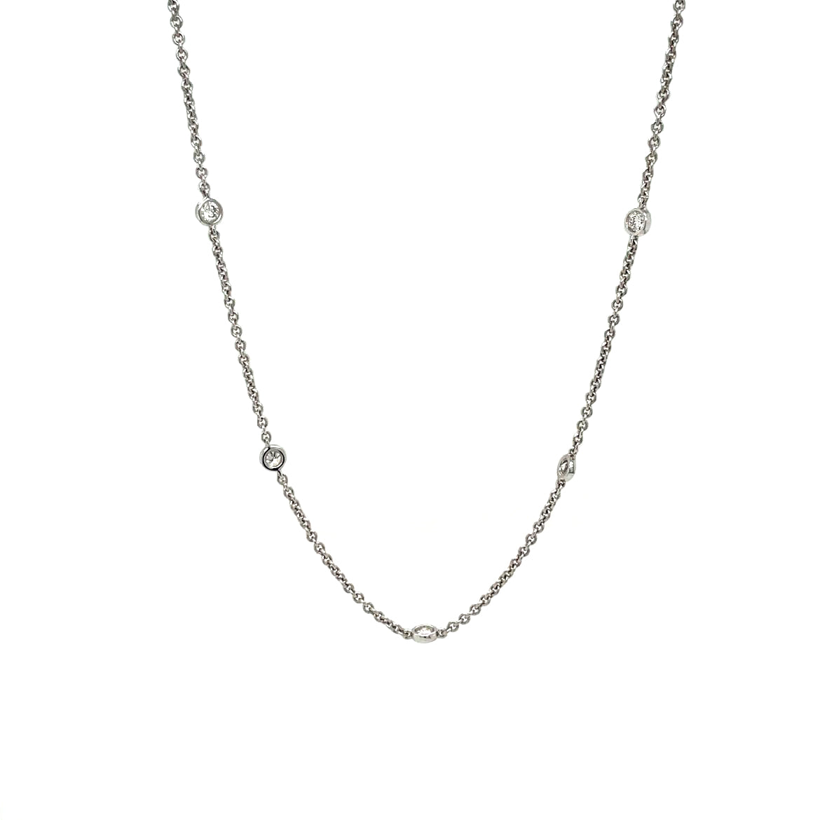 18ct White Gold Diamond Station Necklace