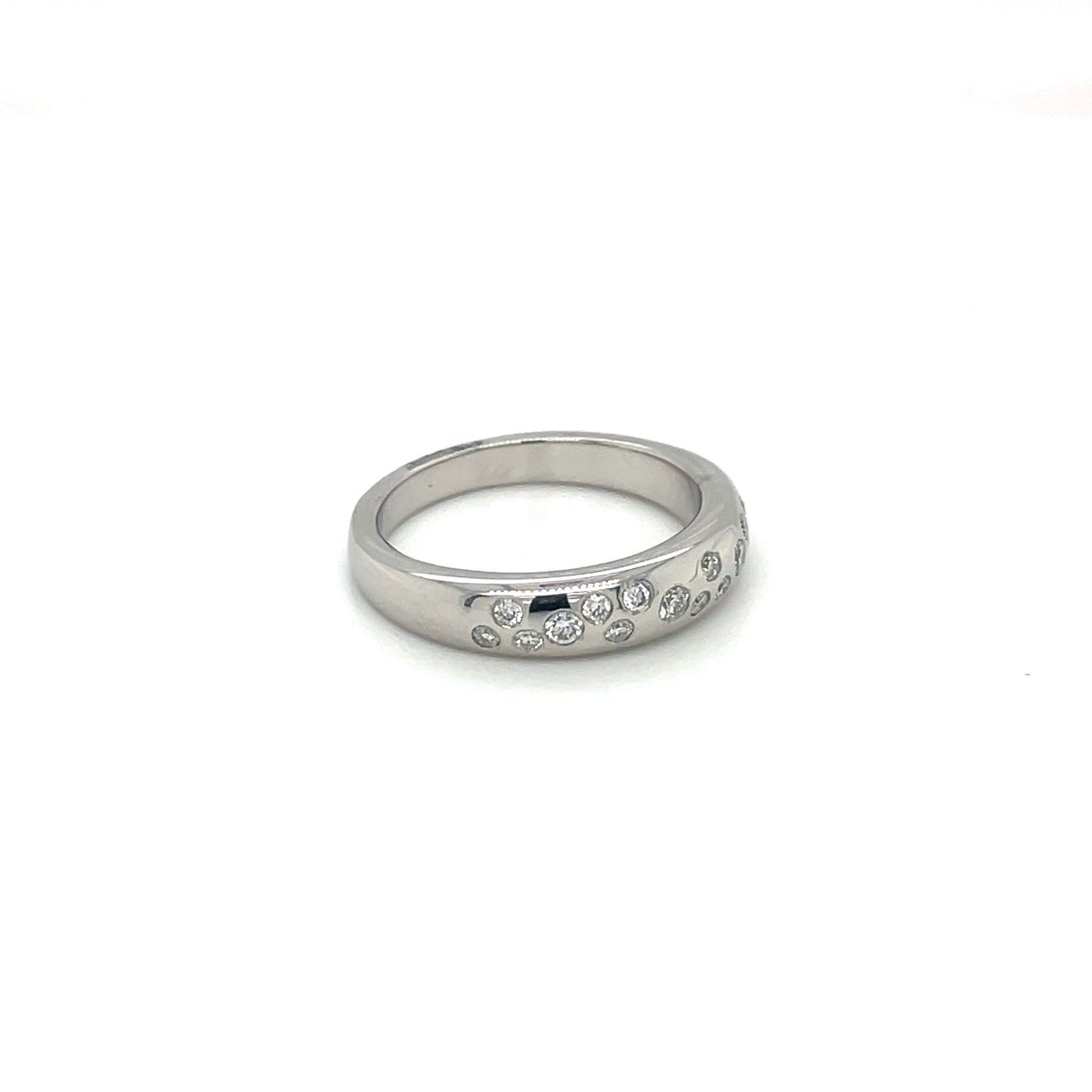 Platinum Half-Set Scattered Diamond Eternity Ring