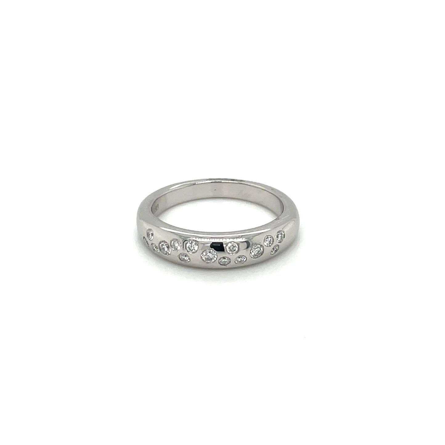 Platinum Half-Set Scattered Diamond Eternity Ring