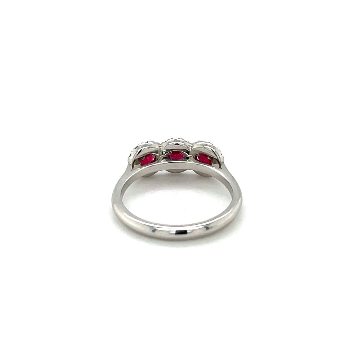18ct White Gold Ruby & Diamond Three-Stone Ring