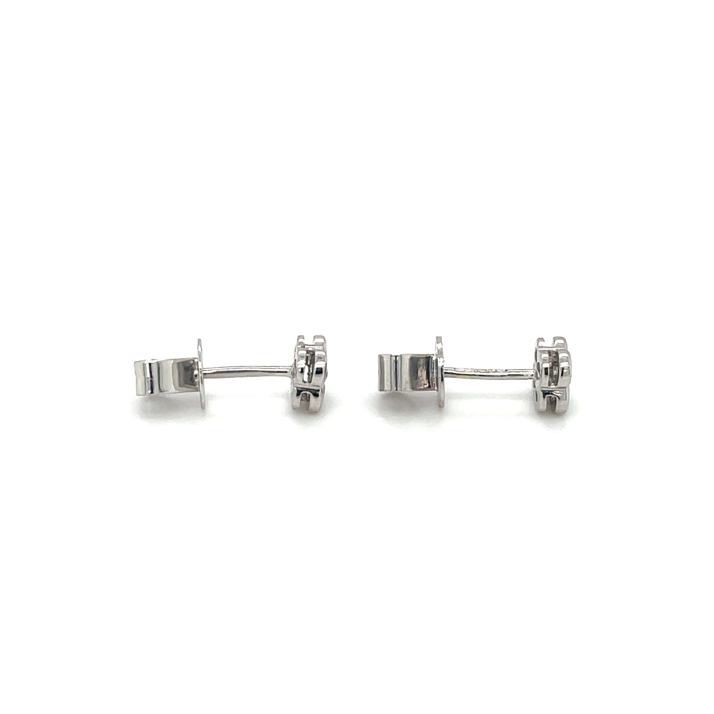 18ct White Gold Diamond Clover Cluster Stud Earrings