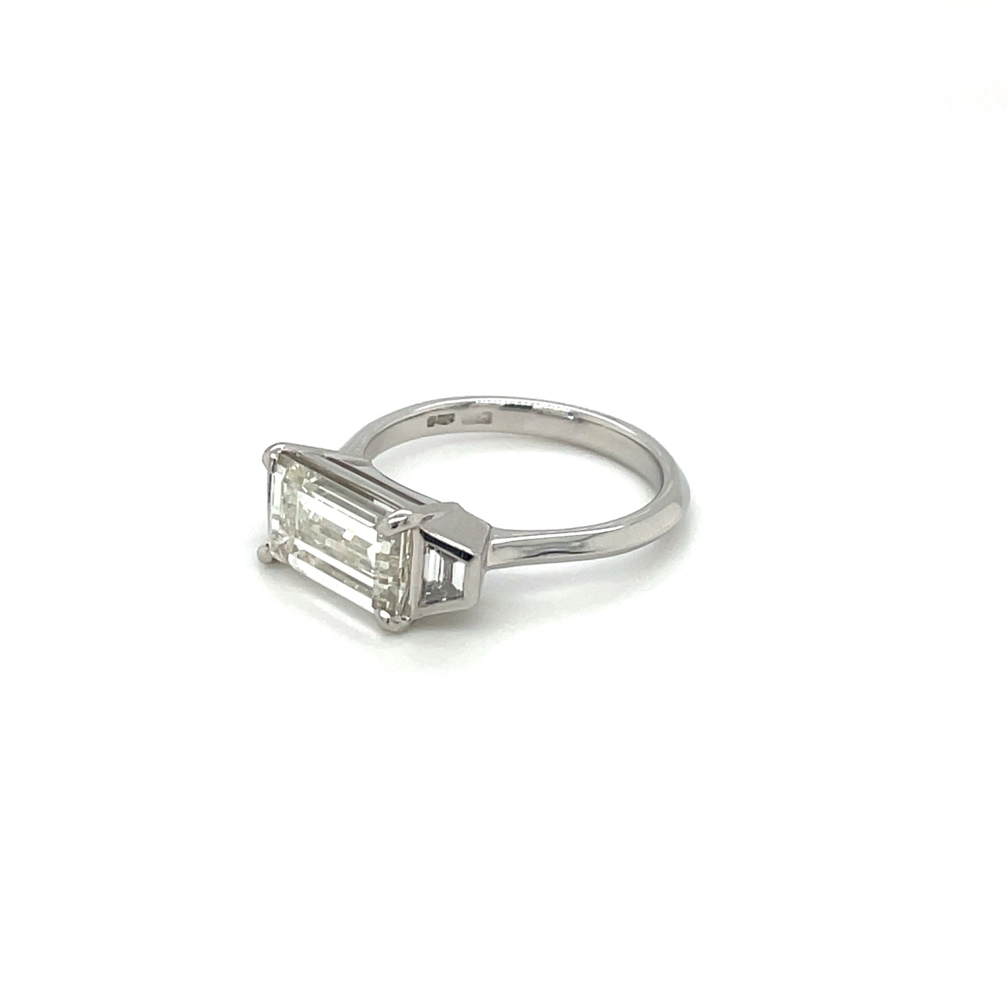 Platinum Three-Stone Baguette Diamond Ring