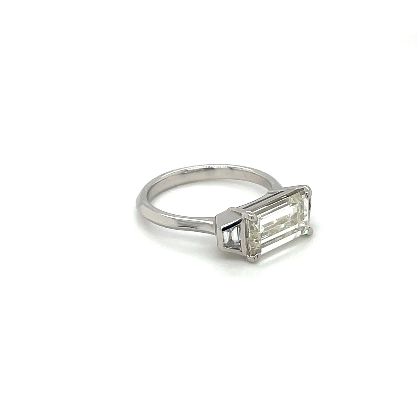 Platinum Three-Stone Baguette Diamond Ring