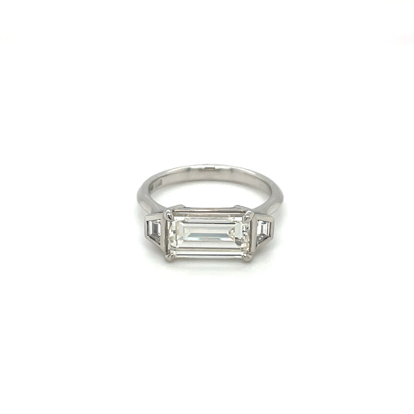 Platinum Three-Stone Baguette Diamond Ring