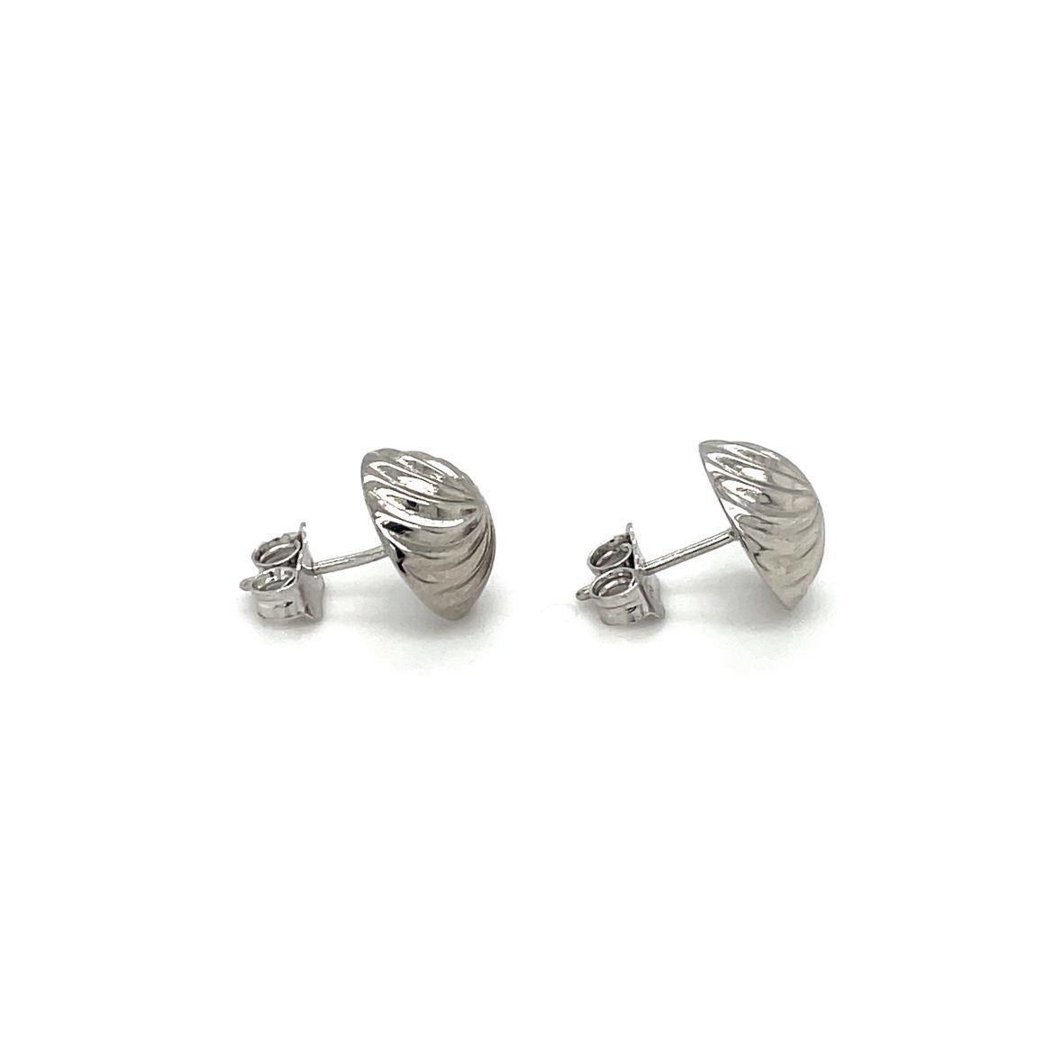 9ct White Gold Domed Swirl Stud Earrings