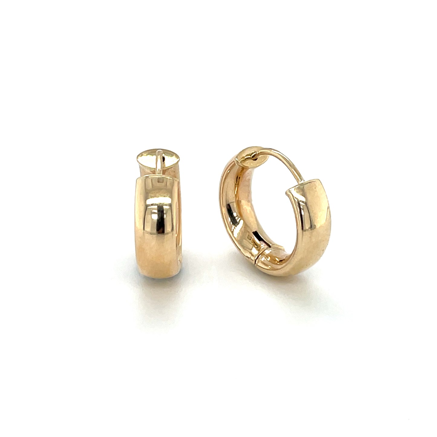9ct Yellow Gold Wide Huggie Hoop Earrings