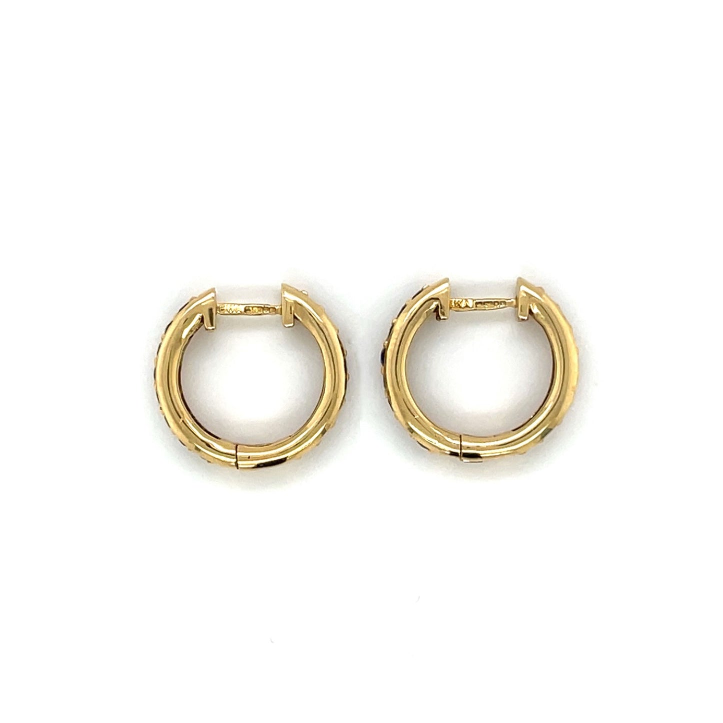 Yellow Gold Diamond And Sapphire Reversible Hoop Earrings