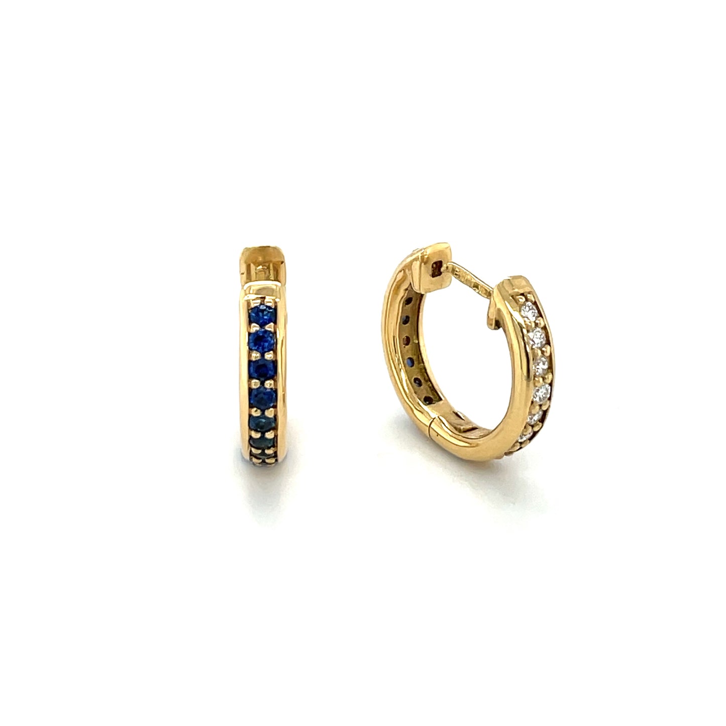 Yellow Gold Diamond And Sapphire Reversible Hoop Earrings