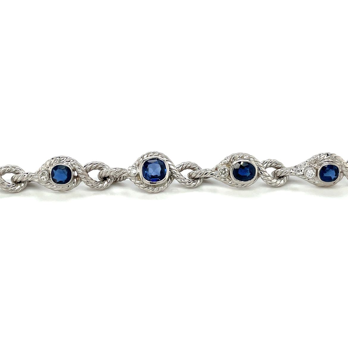 18ct White Gold Diamond & Sapphire Rope Bracelet