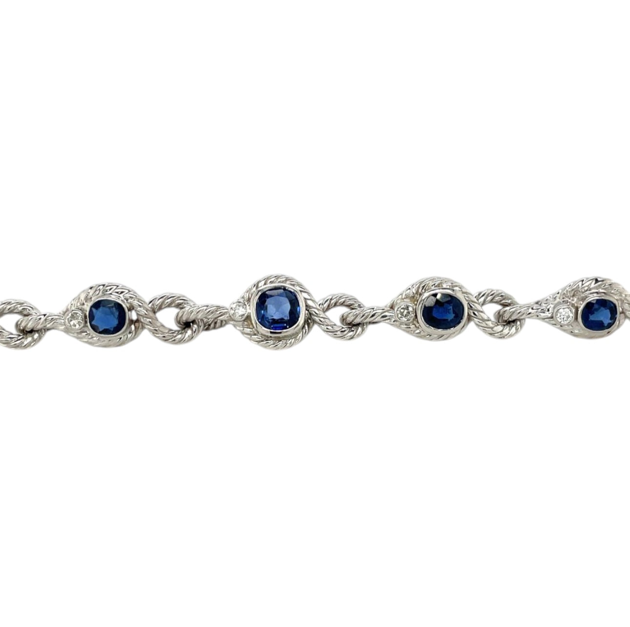 18ct White Gold Diamond & Sapphire Rope Bracelet