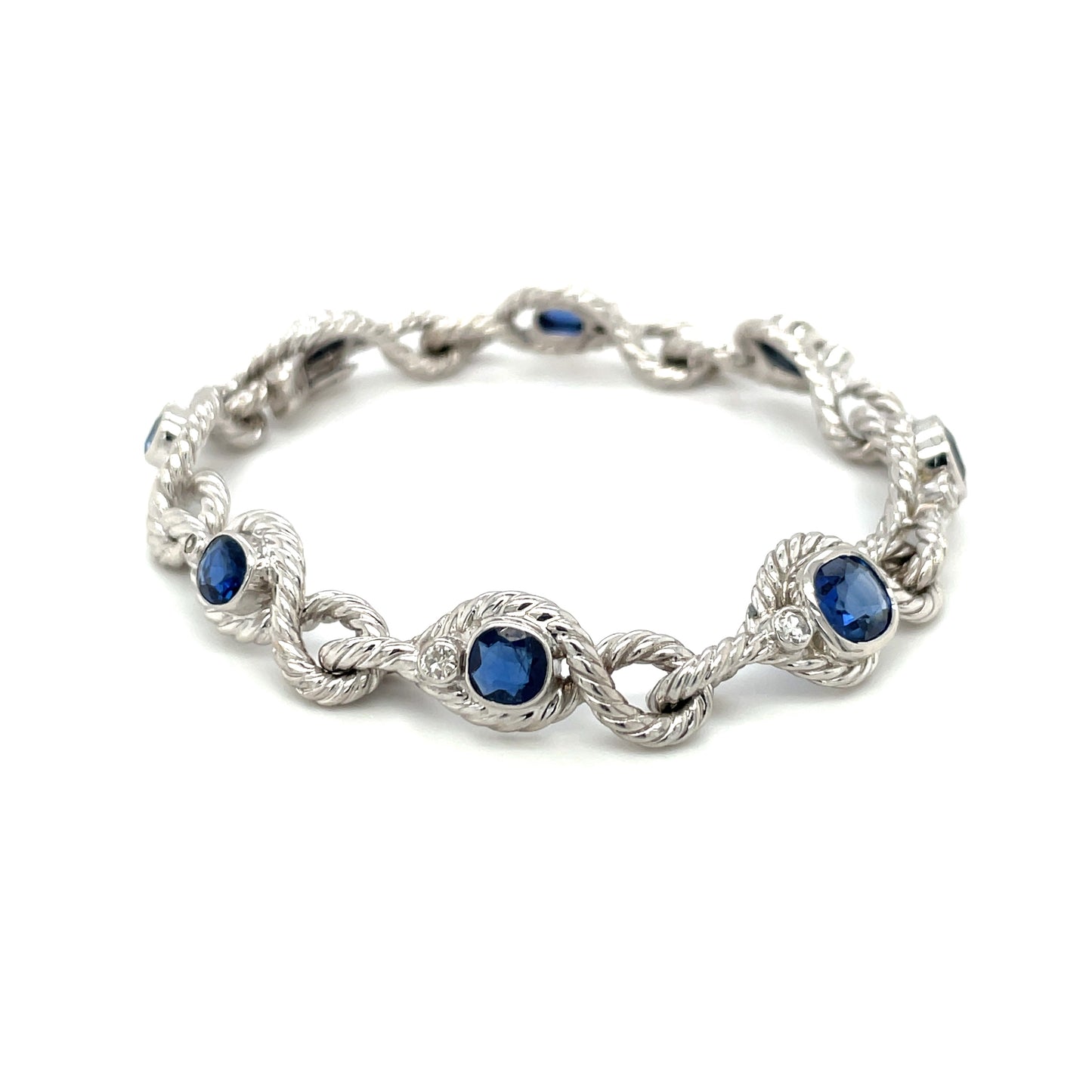 18ct White Gold Diamond & Sapphire Rope Bracelet