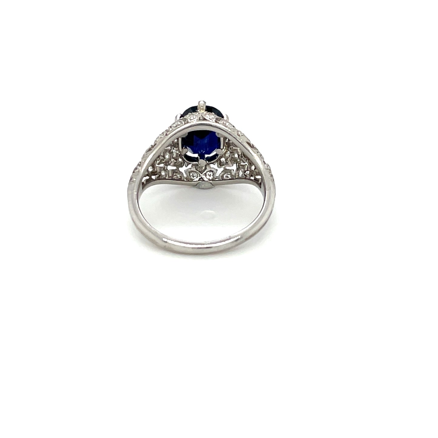 Platinum Art Deco Style Sapphire & Diamond Ring