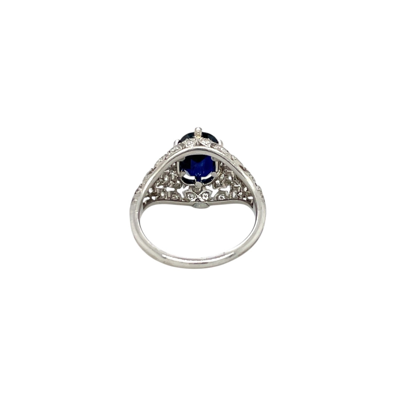 Platinum Art Deco Style Sapphire & Diamond Ring (I)