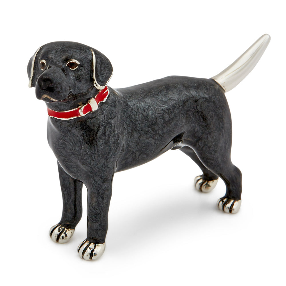 Saturno Silver & Enamel Black Labrador