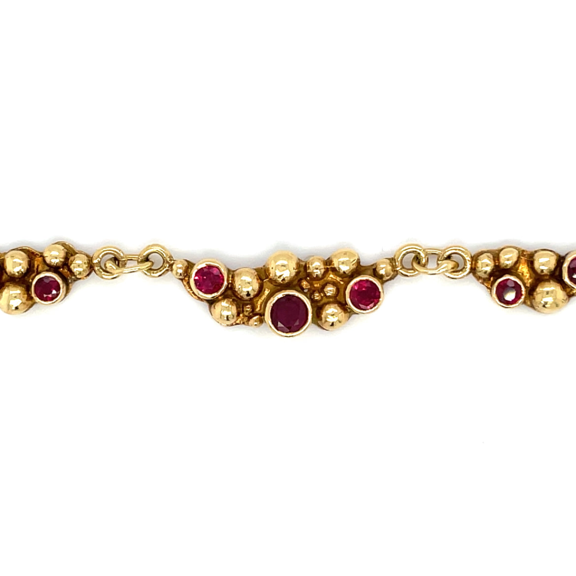 18ct Yellow Gold & Ruby Bubble Necklace