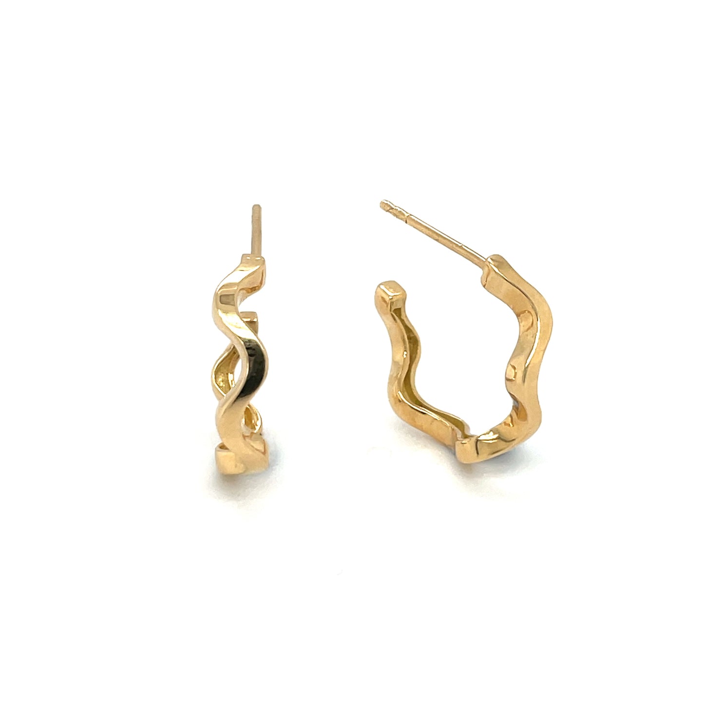 18ct Yellow Gold Wavy Hoop Earrings