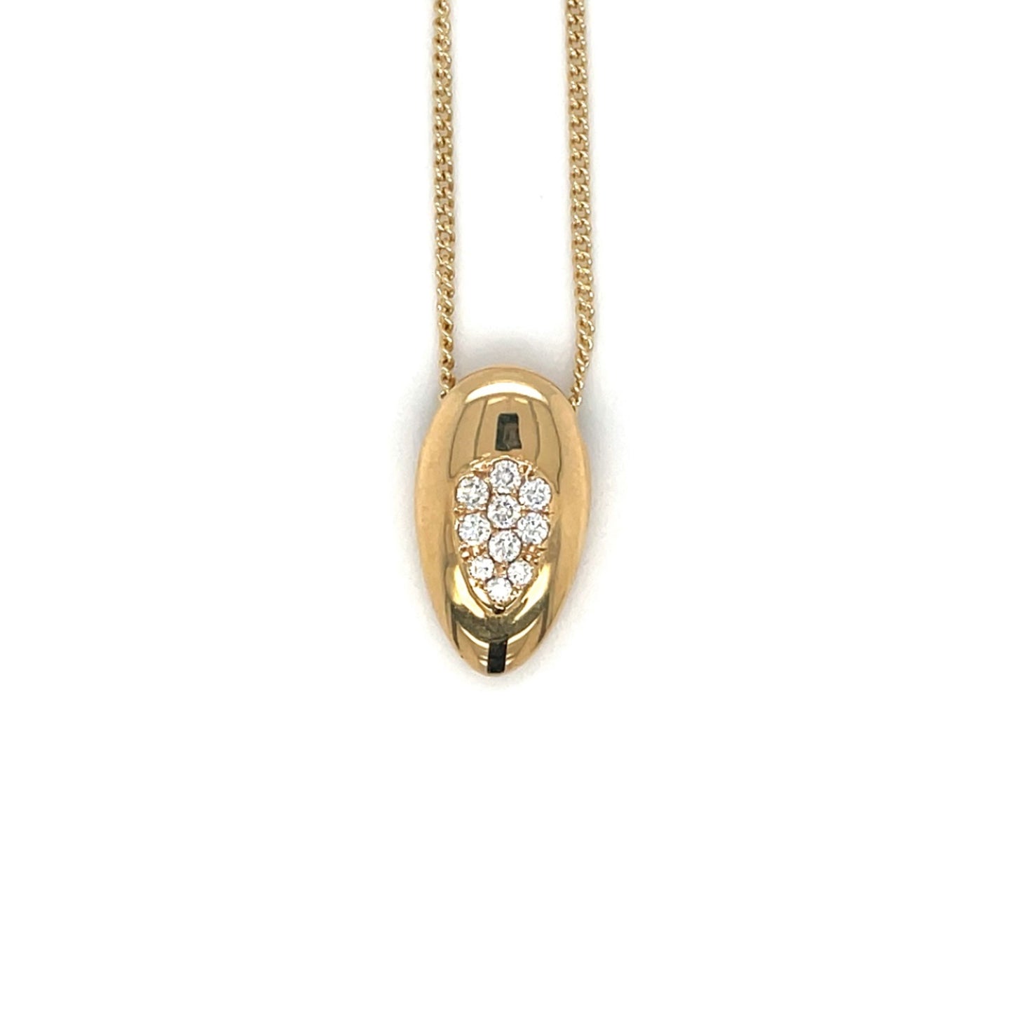 18ct Yellow Gold & Diamond Oval Pendant
